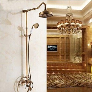 pdd antique brasstwo handles tub shower faucet with 8 inch b01689eijk