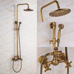 rozin bathroom antique brass rainfall shower faucet