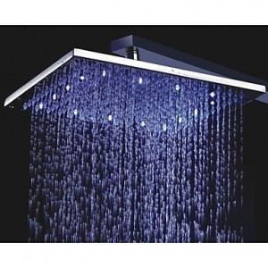 bathroom faucets 12 inch square brass rainfall with 3 colors temperature sensitive led b0141xqaj6