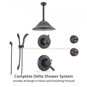 delta faucet lahara ceiling mount rain showerhead ss17t3892rb