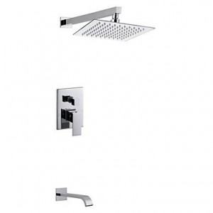 guoxian contemporary chrome wall mounted double handles brass 8 square faucet tap b013vxa2ci