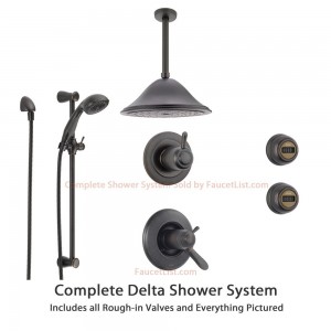 delta faucet large ceiling mount rain showerhead ss17t3894rb