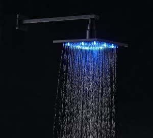 rozinsanitary led color 8 inch rainfall showerhead with wall mounted shower arm