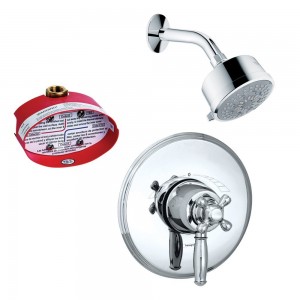 hansgrohe chrome thermobalance ii cross handle trim shower kit with rough in ks06066 27683cr