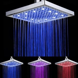 shower heads 8 inch battery free led 7 color changing square showerhead