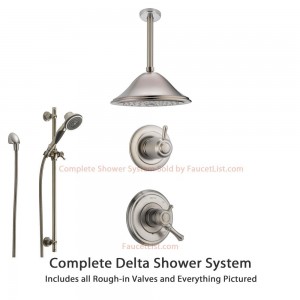 delta faucet 3 setting rain showerhead ss179784ss