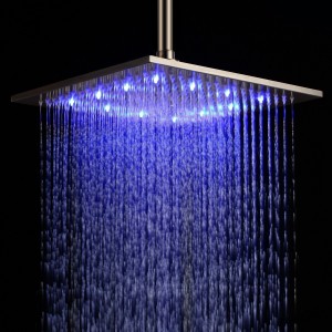 amzdeal wall mount square rainfall led shower head 12 inch