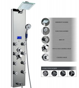 akdy 52 inch tempered aluminum massage shower ak 787392m