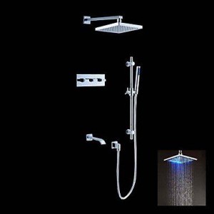 faucet shangdefeng led brass chrome rain shower b0160nkqok