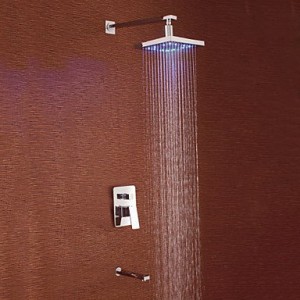 faucetdiaosi contemporary led rain shower brass chrome b0160nztkg