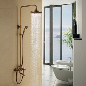 qqi antique brass tub shower faucet with 8 inch shower head b0165hgs5m