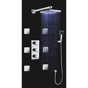 qqi faucet triple handle 8 inch thermostatic led showerhead b0165h855i