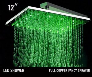Hai Lighting 12 Inch Brass Square RGB LED Saving Showerheads