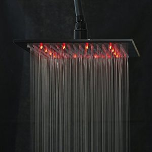 Rozinsanitary 12-inch Oil Rubbed LED Light Rainfall Showerhead