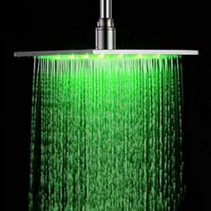 Senlesen 12 Inches Led Color Changing Chrome Brass Rainfall Showerhead