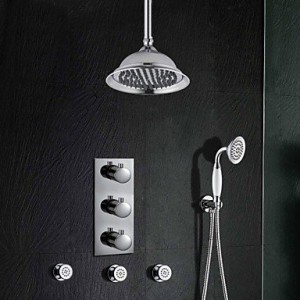 bathroom faucets 3 handle thermostatic rainfall shower b0141vcxna