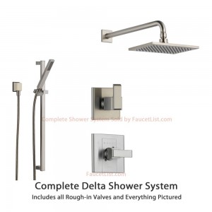 delta faucet arzo stainless diverter rain showerhead ss148682ss