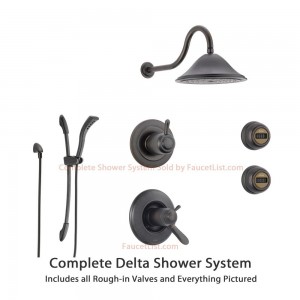 delta faucet lahara 6 setting diverter rain showerhead ss17t3893rb
