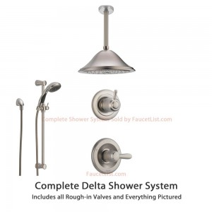 delta faucet lahara ceiling mount rain showerhead ss143882ss