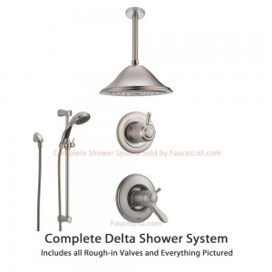 delta faucet lahara ceiling mount rain showerhead ss17t3883ss