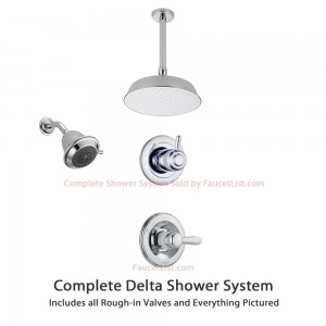 delta faucet lahara ceiling wall mount rain showerhead ss143883