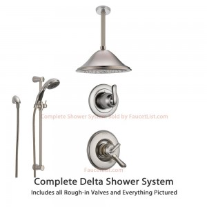 delta faucet linden ceiling mount rain showerhead ss179482ss