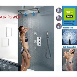 thermostatic 20 inch bathroom brushed air injection rainfall with massage spray jets b0141vdtym