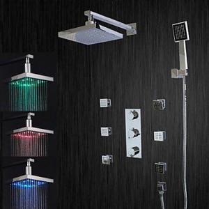 bathroom faucets led wall mount chrome shower b0141v67j6