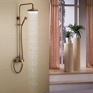 quan antique brass tub shower faucet with 8 inch shower head b014lzca8y