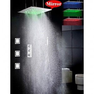 thermostatic bathroom 20 inch 3 colors led atomizing rainfall body spray jets b013wu3igw