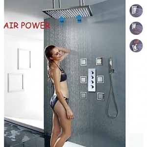 bathroom 20 inch brushed air injection rainfall bath 6 pcs big massage spray jets b013wuikmy