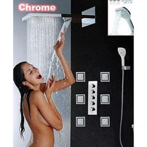 guoxian bathroom faucets chrome waterfall rain shower b013vx6gr8