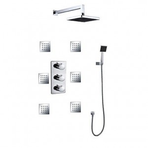 luci abs 8 inch square thermostatic rainfall 6 pcs of jet spray massage b015h8fxvu