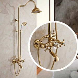 senlesen solid brass golden bathroom shower set faucet 8 inch rainfall b0151d1vk8