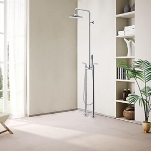 solid brass contemporary floor standing shower faucet with hand shower b013wuj8y8