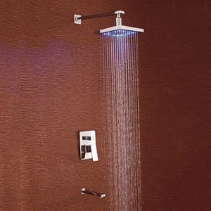 sup contemporary chrome finish led wall mount shower faucet with square showerhead b0154qnj5c