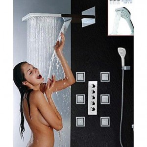 guoxian rain and waterfall brushed bathroom shower head b013vxa9mg