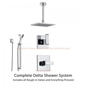 delta faucet arzo chrome square rain showerhead 3 setting ss148681