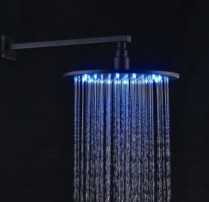 rozinsanitary wall mounted shower arm plus led color 12 inch rainfall top showerhead