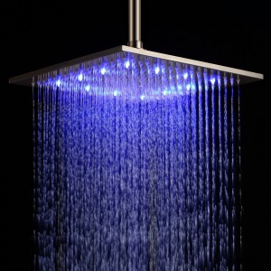 detroit bathware bathroom shower head led square 12 inch square chromed brass rain showerhead 81001