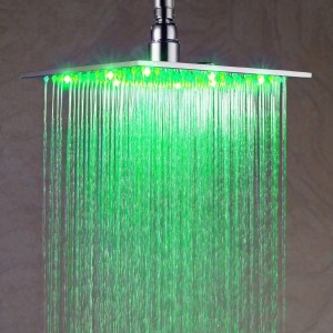detroit bathware 16 inch chrome finish square 3 color led series rain showerhead l25424