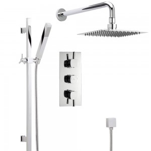 hudson reed handset rain easy clean head thermostatic shower system 2 outlets