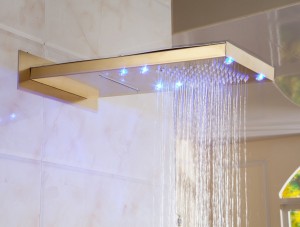 rozinsanitary all mounted top sprayer ti pvd finish led light rain waterfall showerhead